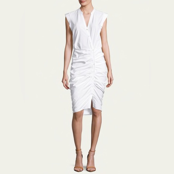 Veronica Beard Sleeveless Ruched Poplin Shirtdress - Picture 1 of 3